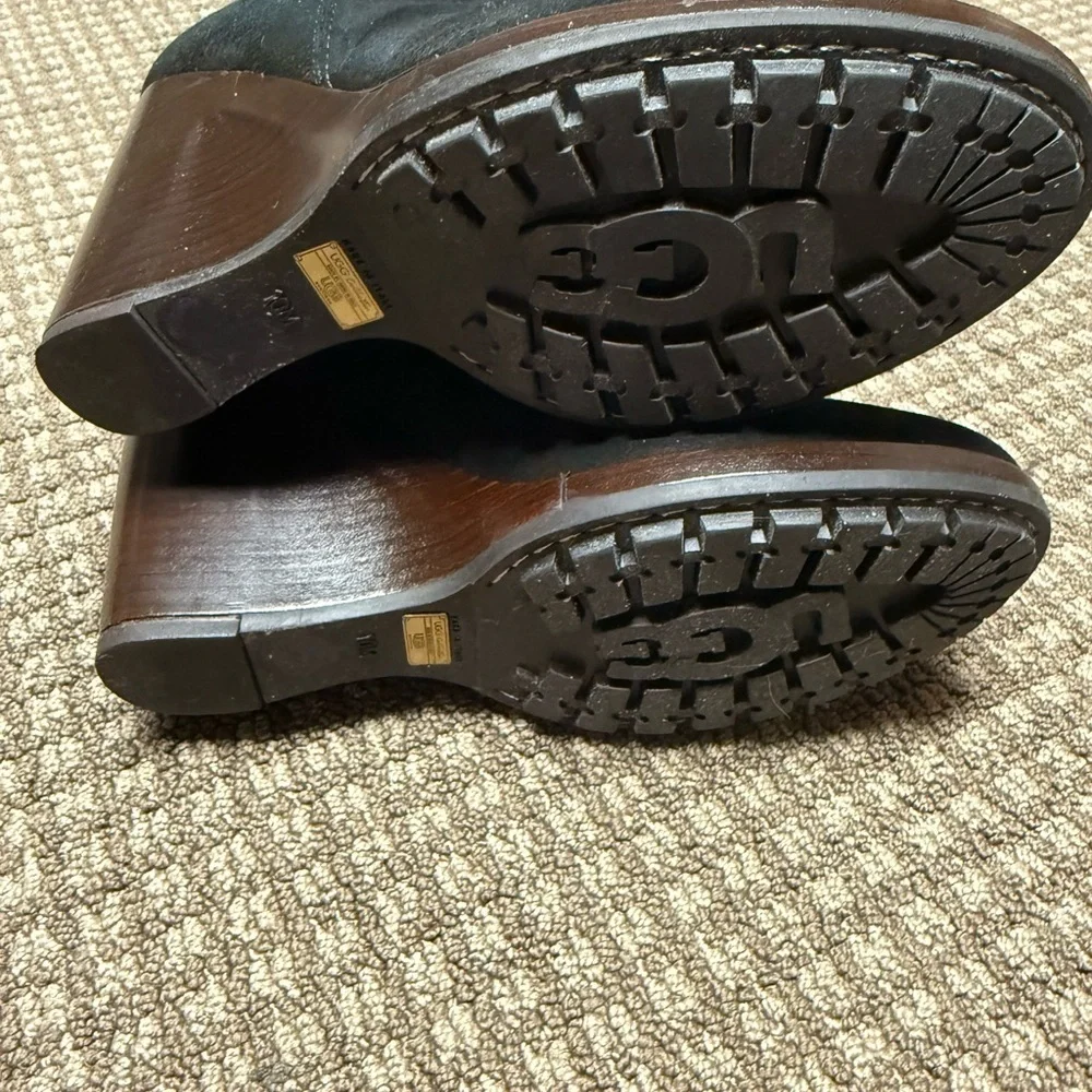 RARE UGG Fiorentina Black Over the Knee Wedge Boots Sexy Stylish Chic